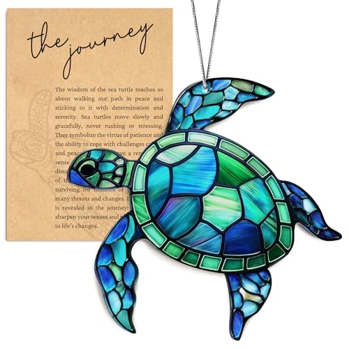 Sea Turtle Ornament, Acrylic Faux Stained Glass Coastal Christmas Decor