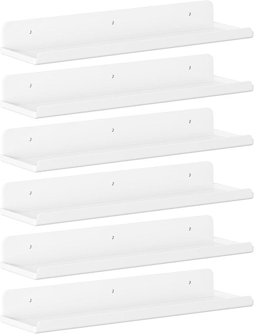 Lifewit Floating Shelves - 15" Acrylic Wall Organizer for Perfume & Decor | 6 Pack, White