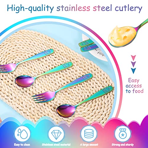 6-Piece Toddler Utensils Rainbow Stainless Steel Fork and Spoon Set