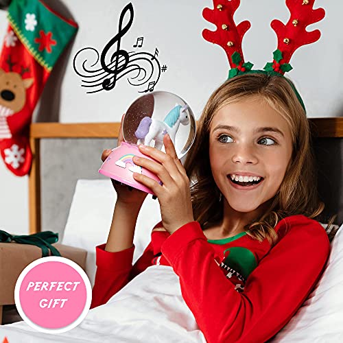 Shatterproof Unicorn Musical Snow Globe for Girls - Unbreakable Water Globe