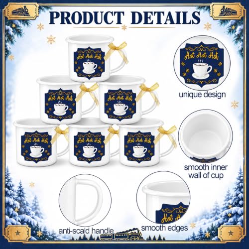 Gandeer Christmas Express Train Coffee Mugs Set - Hot Cocoa Variant, 12 oz, 6 Pack
