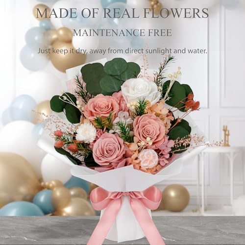Preserved Rose Bouquet - Dusty Rose Everlasting Flowers Gift for Women