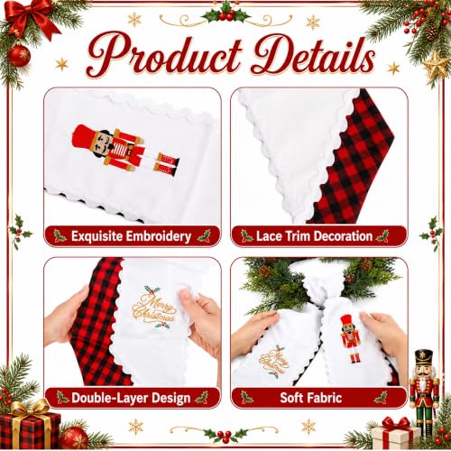 Red Black Plaid Christmas Wreath Sash Set - Rustic Holiday Door Decor