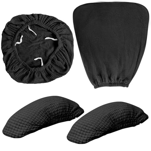 4-Piece Office Chair Cover Set - Stretchable Seat & Backrest Covers with Armrest Pads