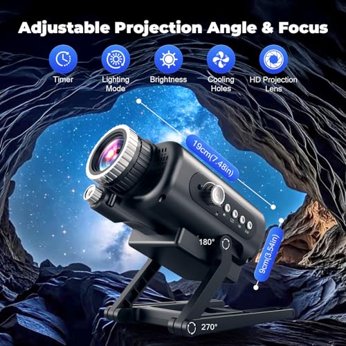 3D Galaxy Star Projector with 60 Dynamic Scenes and Bluetooth Speaker
