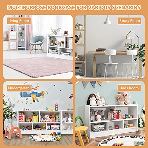 5-Section Kids Toy Storage Organizer & Bookshelf - Wooden Playroom Cabinet