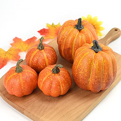 7-Piece Artificial Pumpkin Set for Fall & Thanksgiving Decor
