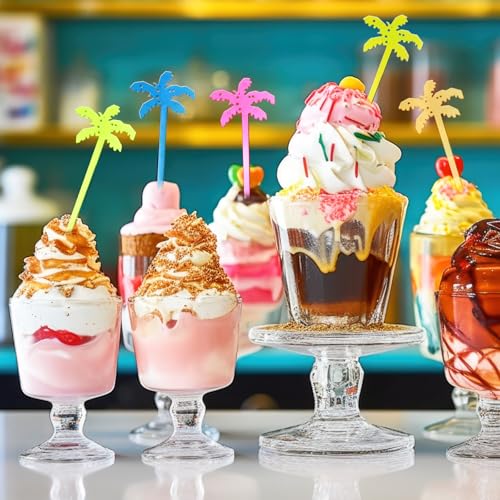 Reallnaive 100 Pcs Coconut Tree Cocktail Swizzle Sticks - Durable Plastic Drink Stirrers