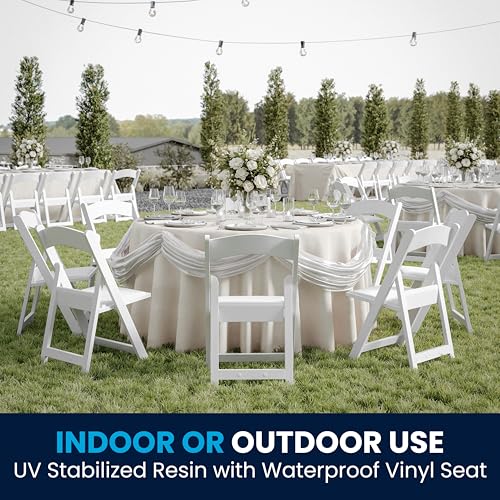 White Resin Folding Chairs - Set of 4 Heavy Duty Event Seating