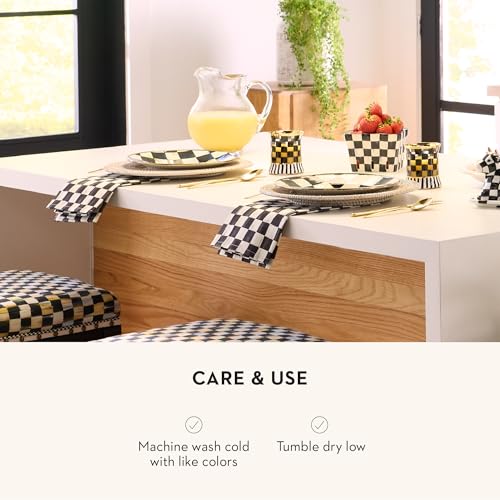 Black and White Checkered Cotton Kitchen Dish Towel, 18" x 26"