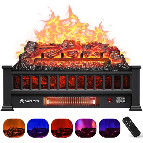 20-Inch Electric Fireplace Log Insert Heater with Remote Control 1500W