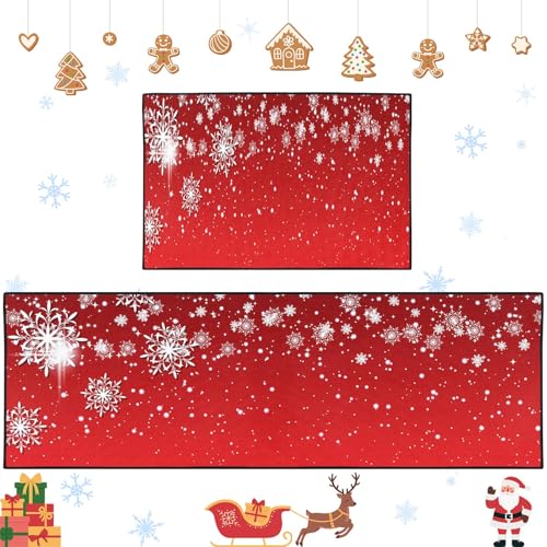 ArtSocket Christmas Snowflakes Non-Slip Kitchen Rugs Set of 2 - Merry Christmas 2