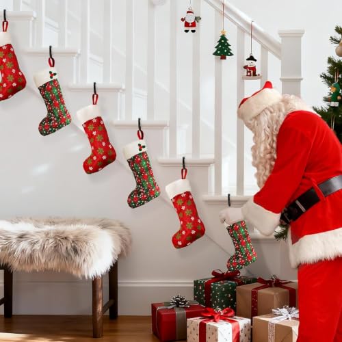 Adjustable Christmas Stocking Holders for Mantle - 6 Pack Metal Hangers