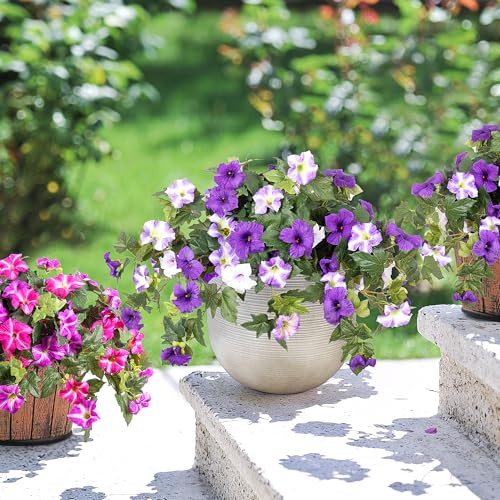 UV-Resistant Artificial Silk Petunia Flowers - 2 Pack Faux Outdoor Plants