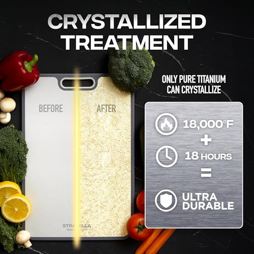 Strabella 100% Pure Titanium Cutting Board - Double Sided Titanium Cutting Boards For Kitchen - Dishwasher Safe Large Cutting Board for Cutting Meats, Fruits, Vegetables