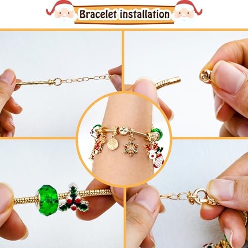 Christmas Advent Calendar Bracelets DIY Jewelry Kit with 22 Charms and 2 Bracelets