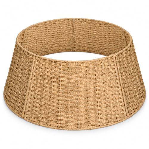 HENAYUK 26in Christmas Tree Collar - Paper Rope Tree Skirt Collar for 4.5ft–12ft Trees