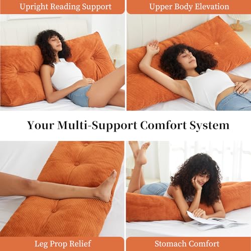 Wedge Pillow for Sitting Up in Bed - Corduroy Backrest Support