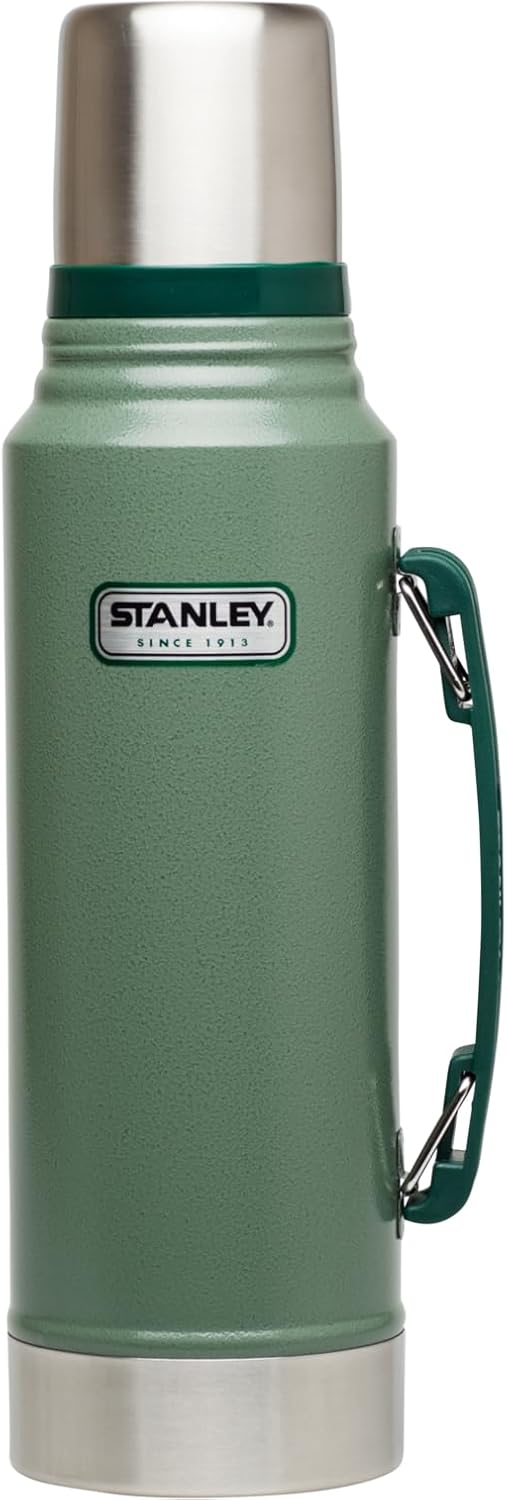 Stanley Heritage Classic Vacuum Bottle - 1.1 Qt Insulated Stainless Steel | Wide Mouth & Leakproof Cup Lid | Hammertone Green