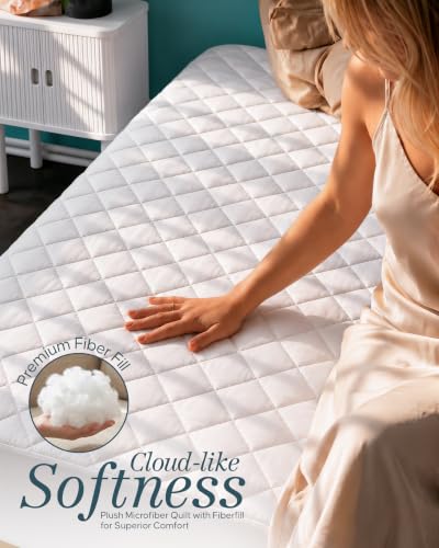 Utopia Bedding Queen Quilted Fitted Mattress Pad Deep Pocket White