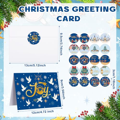 Gersoniel 100 Sets Christian Christmas Cards with Envelopes & Stickers | Nativity Theme Bulk