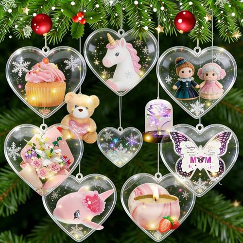 Barelove Heart Fillable Transparent Ornament Ball - 80mm DIY Holiday Decor