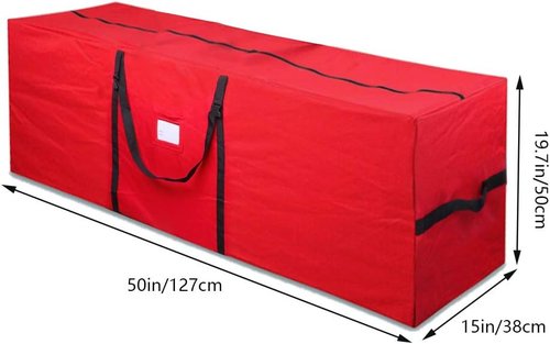 Heavy Duty Christmas Tree Storage Bag by [Brand Name] - Fits Up to 7.5 Ft Trees | Durable 600D Oxford with Dual Zipper & Handles (Red)