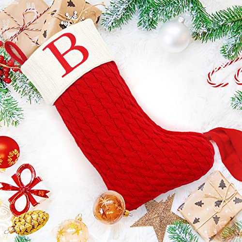 20-Inch Large Monogram Knit Christmas Stocking with Embroidered Initial