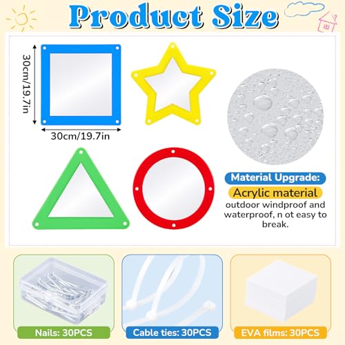 4 Pcs Shatterproof Acrylic Geometry Mirrors for Kids Sensory Wall Decor