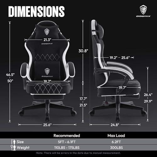 Ergonomic Fabric Gaming Chair with Footrest and Lumbar Support