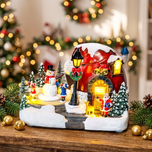 Musical Christmas Snowman Village Figurine,5.5"Lighted Resin Tabletop