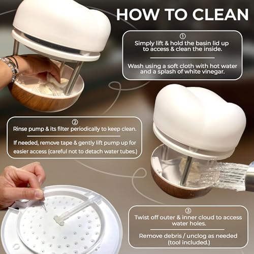 Tabletop Water Fountain with Quiet Pump & LED Light | Zen Desk Decor