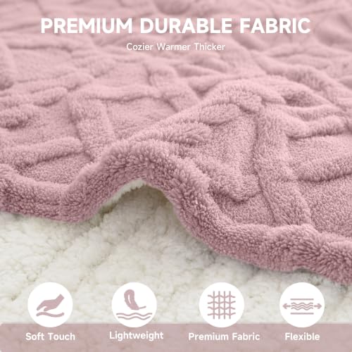Soft Heated Throw Blanket 50''x60'', Pink - Auto Shut-Off & Fast Heating