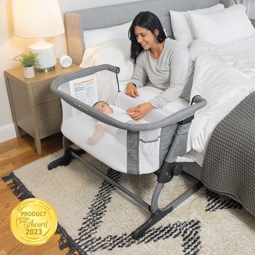 Bedside Sleeper Bassinet - Adjustable Height Breathable Mesh (Charcoal Tweed)
