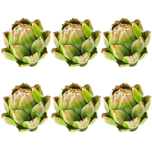 6-Piece Small Artificial Artichokes, Realistic Faux Vegetable Bowl Fillers