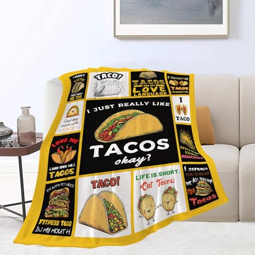 Yellow Taco Blanket 50x60 Ultra Soft Flannel Throw for Taco Lovers - Snapjet