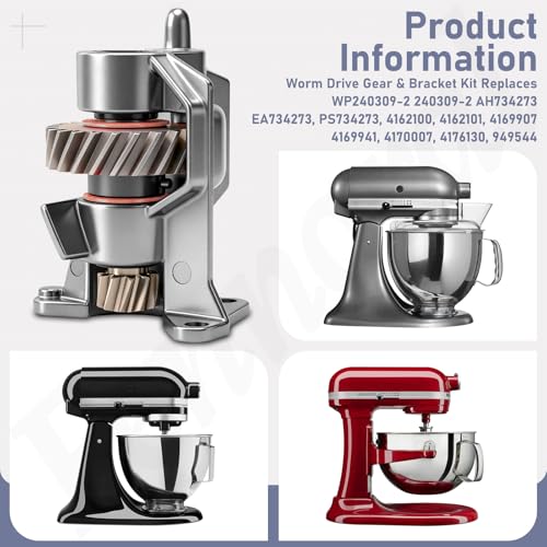 Worm Drive Gear and Bracket Kit for Stand Mixer Replacement
