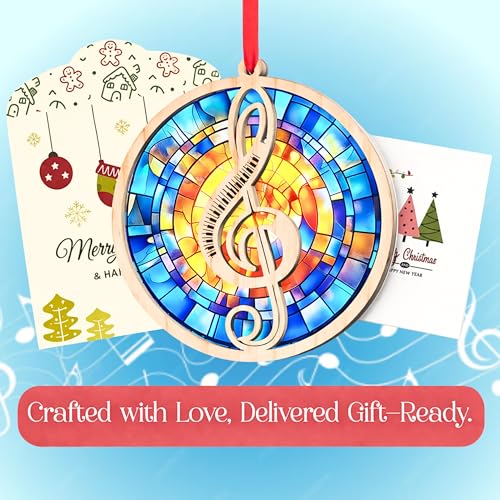 Lemonus Treble Clef Music Ornament for Women – Stained Glass Acrylic Window Decor