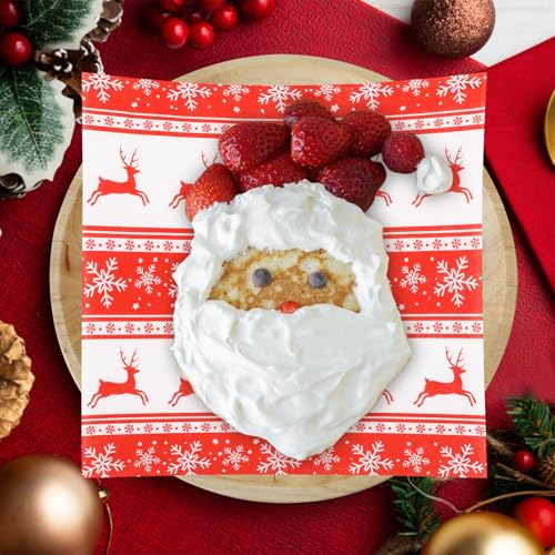 GeeRic Red Reindeer Wax Deli Paper Sheets 7x7in – 100 Pack, Christmas Theme