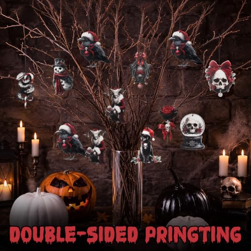 Spooky Gothic Christmas Ornaments - 36 Pcs Wood Hanging Decor (Variation: Spooky) by Vercraft
