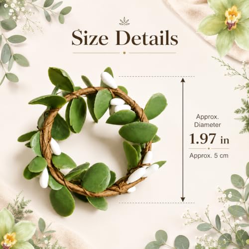 Cloud-LINK Artificial Eucalyptus Napkin Rings Set of 8 with White Berry Accents for Wedding & Holiday Decor