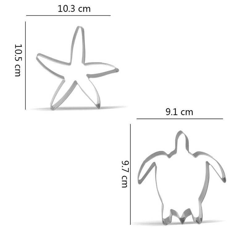 Large Sea Creatures Cookie Cutters - 8 Pieces - Stainless Steel