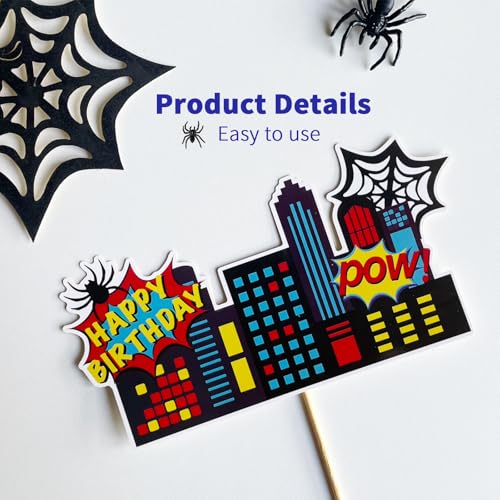 38-Piece Superhero Spider Cake Topper Set with Decorative Balls and Web