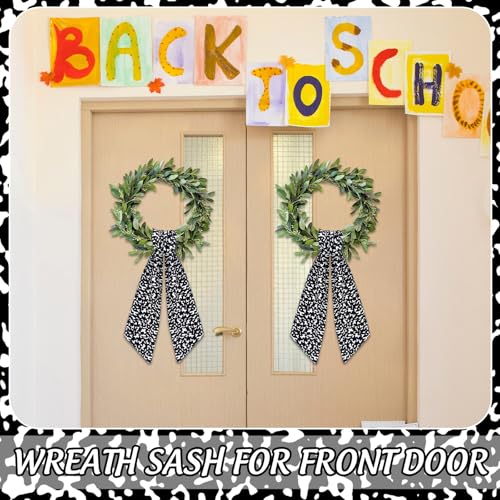 2 Pcs Back to School Wreath Sash Black White Composition 55x5 Inch