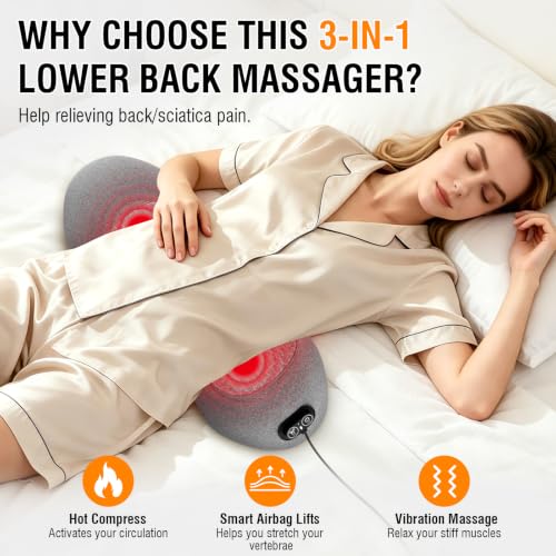 Lumbar Support Pillow with Heat & Massage - Ergonomic Memory Foam