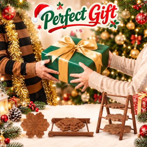 Marsui Snowflake Christmas Serving Tray Set with Collapsible 3-Tier Stand