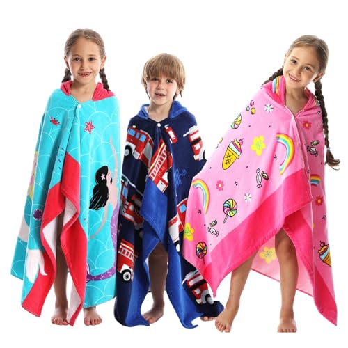 Bavilk Kids Hooded Beach Towel Poncho - 100% Cotton Bath & Pool Wrap