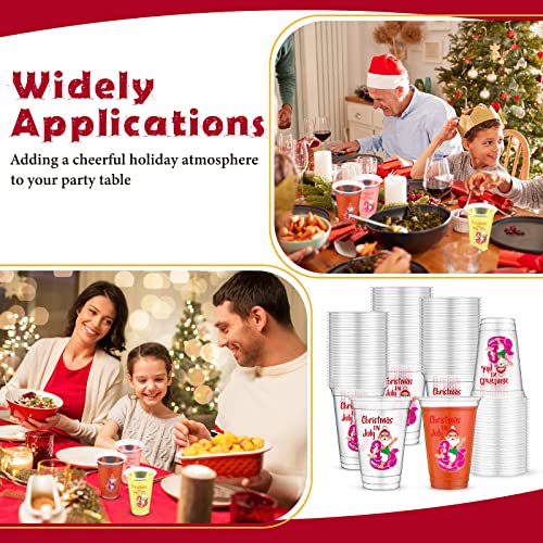Weewooday 12oz Christmas in July Disposable Plastic Cups, Santa Flamingo Theme