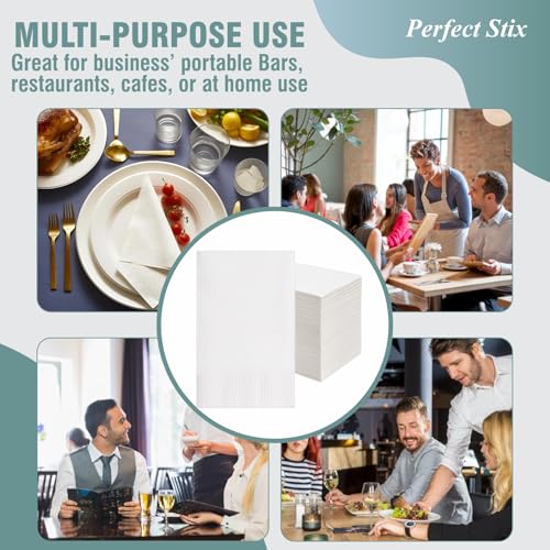 Perfect Stix Bell Marque 2-Ply White Dinner Napkins 1/8 Fold Pack of 300