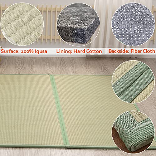 Natural Igusa Rush Grass Tatami Mat - 79" x 39" Foldable Floor Mattress